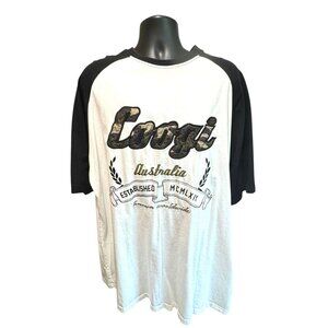 Coogi Australia Mens Raglan Graphic Tee 3X Black & White Cotton Casual Shirt